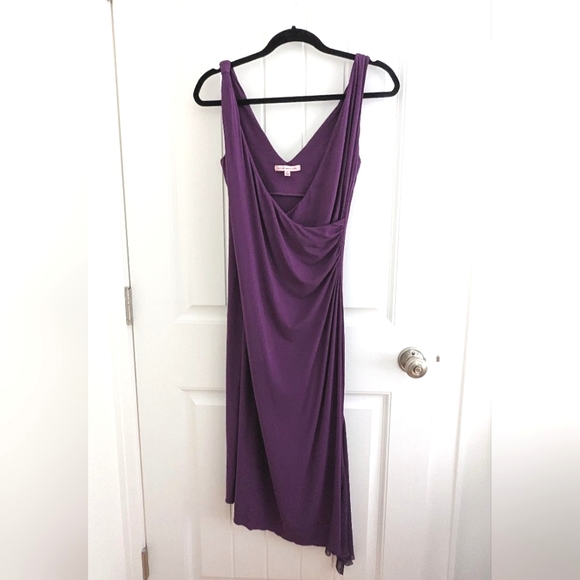 Philip Decaprio Purple Surplice Jersey Midi Dress - Size S - Picture 1 of 7